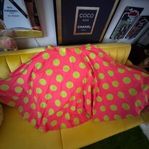 Unique Vintage Hot Pink and Lime Green Polka Dot A-Line Skirt